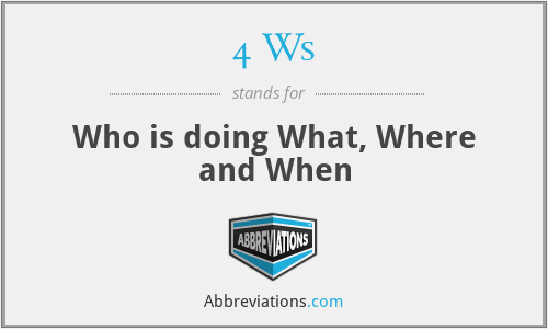 4 Ws - Who is doing What, Where and When